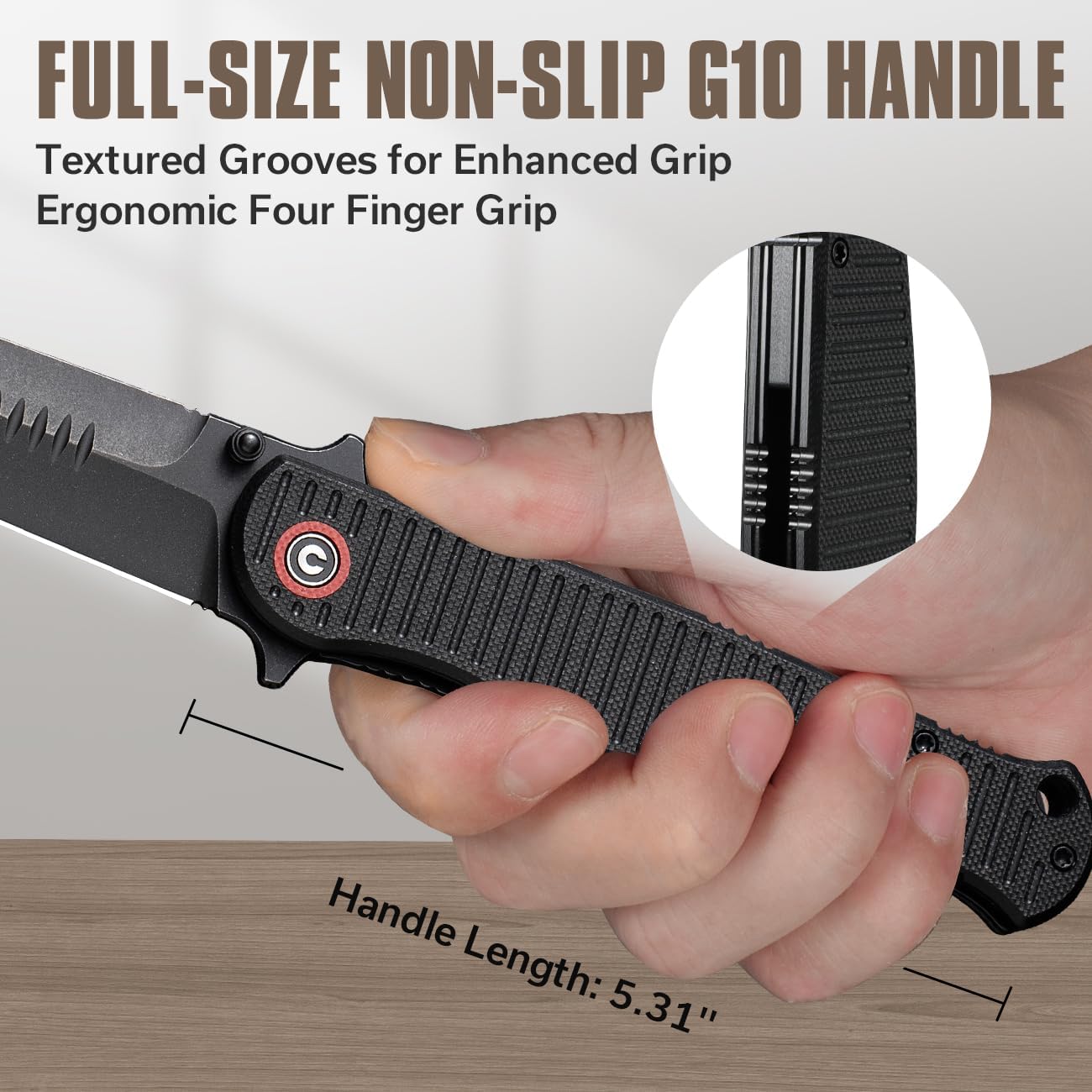 CIVIVI RS71 Pocket Knife for Men, Folding Knife with 4" Nitro-V Long Blade G10 Full-size Handle for Camping Hunting Hiking C23025-2