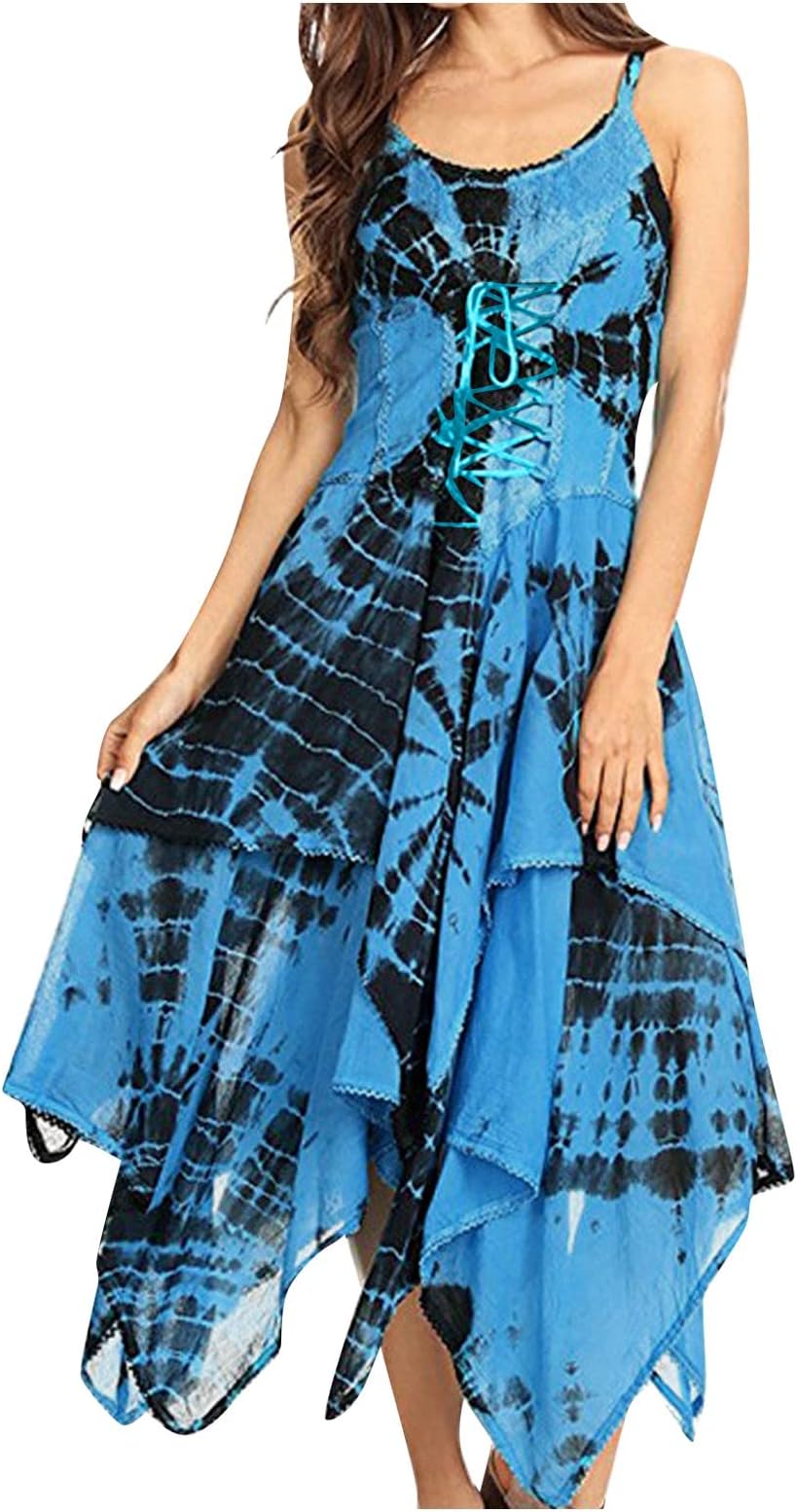 GenericWomen's Dresses Casual Fashion Sexy Printed Backless Sleeveless High Waist Tie Dress for 2023, S-3XL