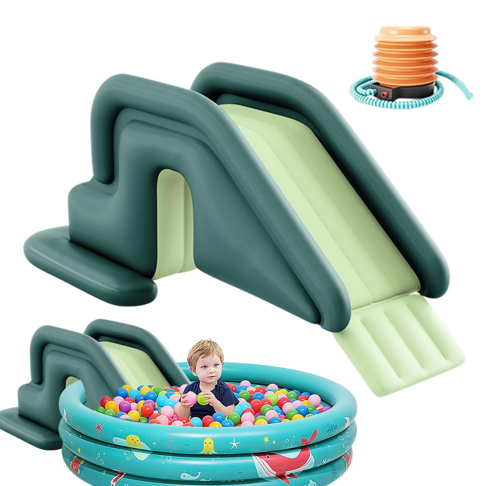 Tobogán Inflable, Tobogán Acuático Inflable con Escalones, Toboggán Antivuelco para Piscina Elevada, Toboggán Inflable para Piscina, Juguetes para Divertirse en Parques Acuáticos Aire Libre