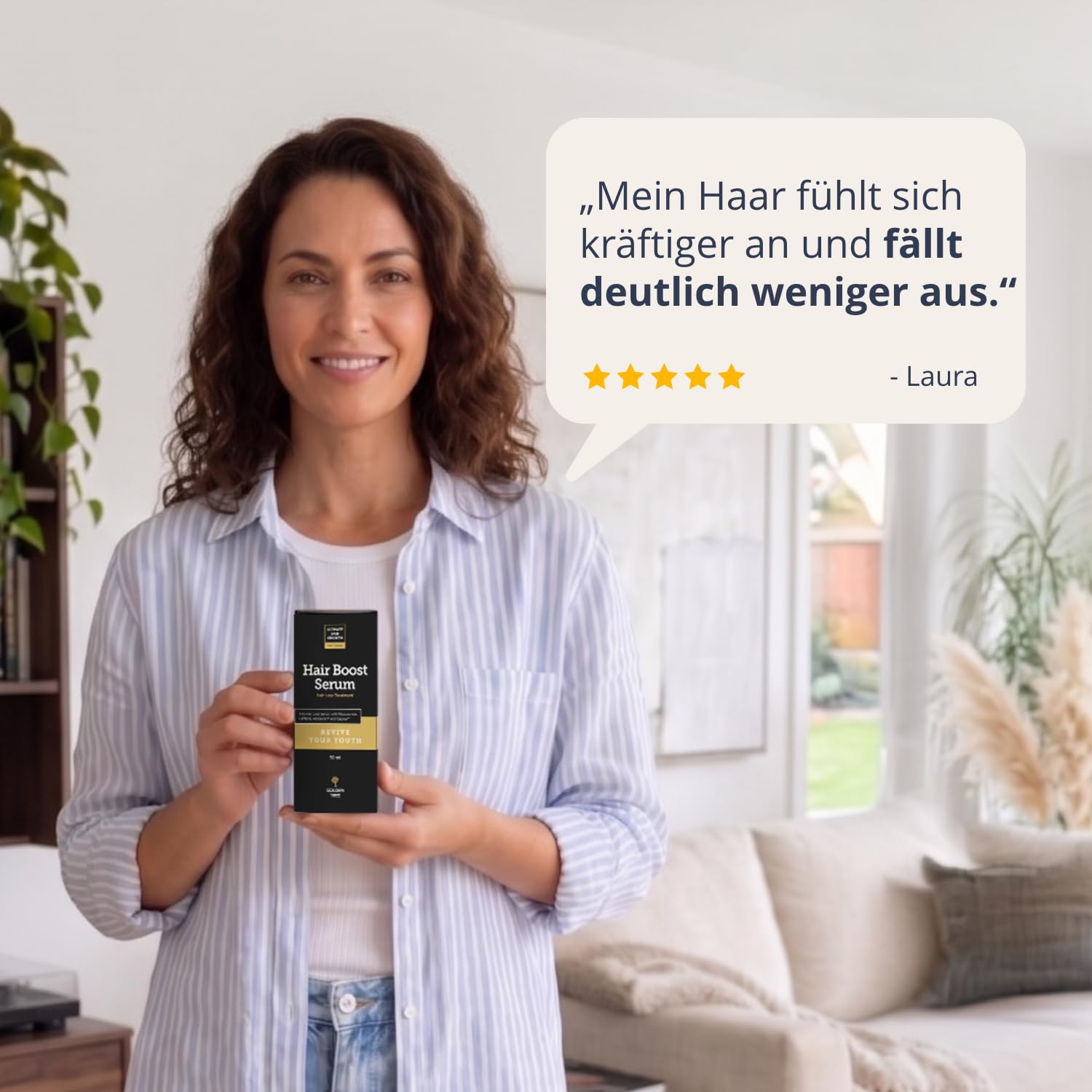 Golden Tree Hair Boost Serum – Haarserum, 50 ml | Koffein, Niacinamid, Saccharide Isomerate, Biochanin A & Rotklee-Extrakt, Haarwachstum Serum, Für dünner werdendes Haar