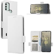 Compatible with Nokia C31 4G Case,PU Leather Kickstand with Card Holders Compatible with Nokia C31 4G Flip Magnetic Closure Wallet Cover White