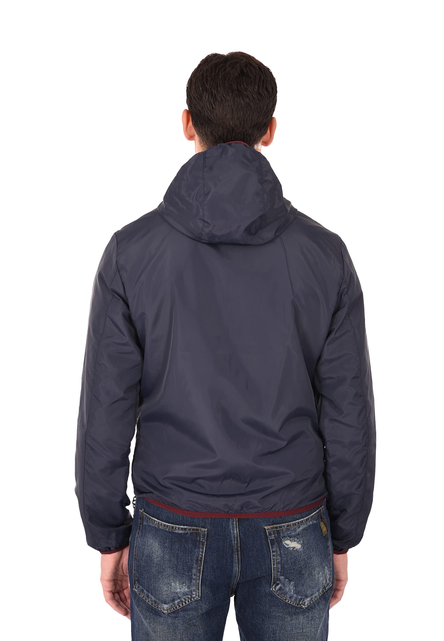 Kurtka męska wodoodporna podwójna twarz wiatrówka przejściowa slim Fit, Bordeaux, 3XL