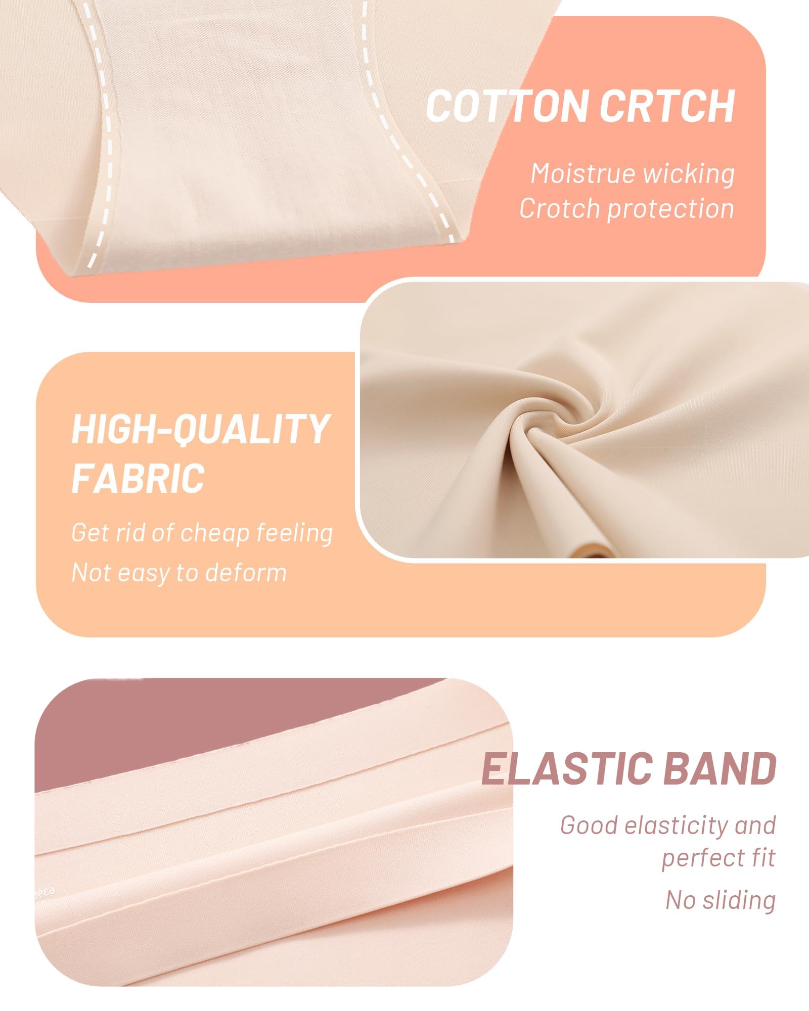 UNDER THE SEA Seamless Underwear for Women Mid Rise Brief Sexy No Show Bikini Panties Womens Cheeky 5 Pack XS-XL…