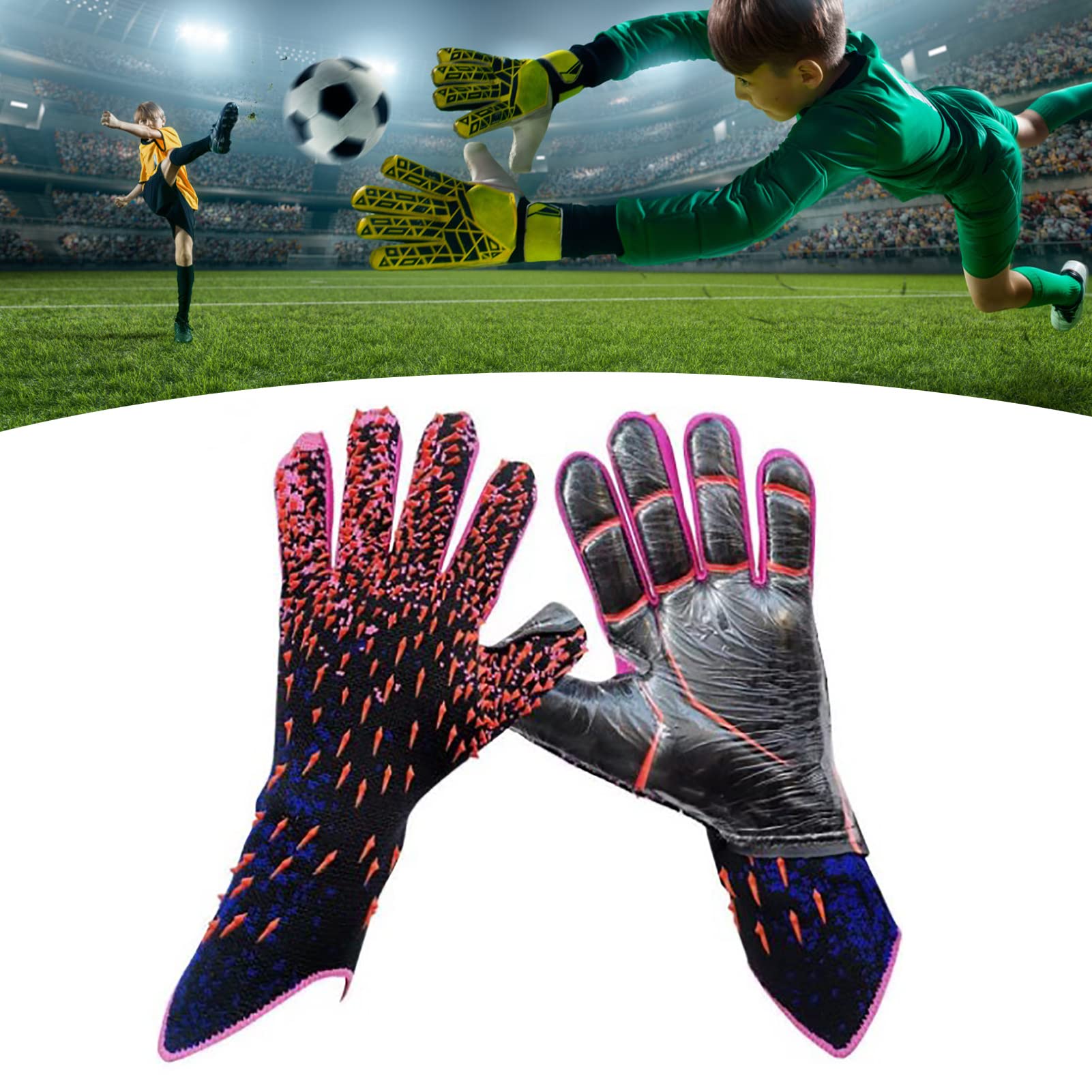 Soccer Goalie Goalkeeper Gloves Latex Anti Slip Football Gloves with Strong Grips Palms for Kids Boys (9)