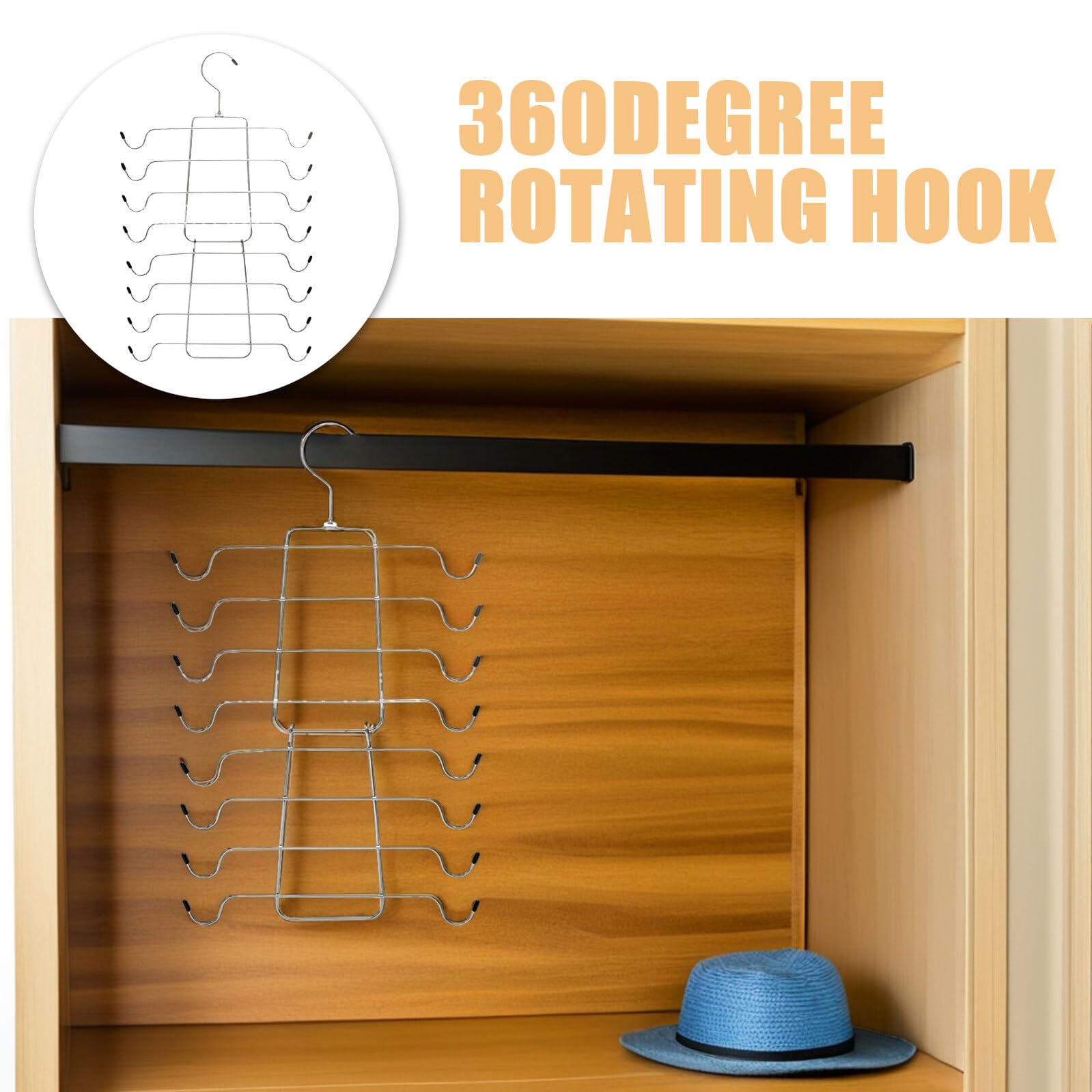 4 Stück Faltbare BH Aufhänger aus Metall mit 360° Drehbarem Haken Platzsparend für Kleiderschrank Organizer Vielseitig für BHS Tops Schals und Gürtel Silber