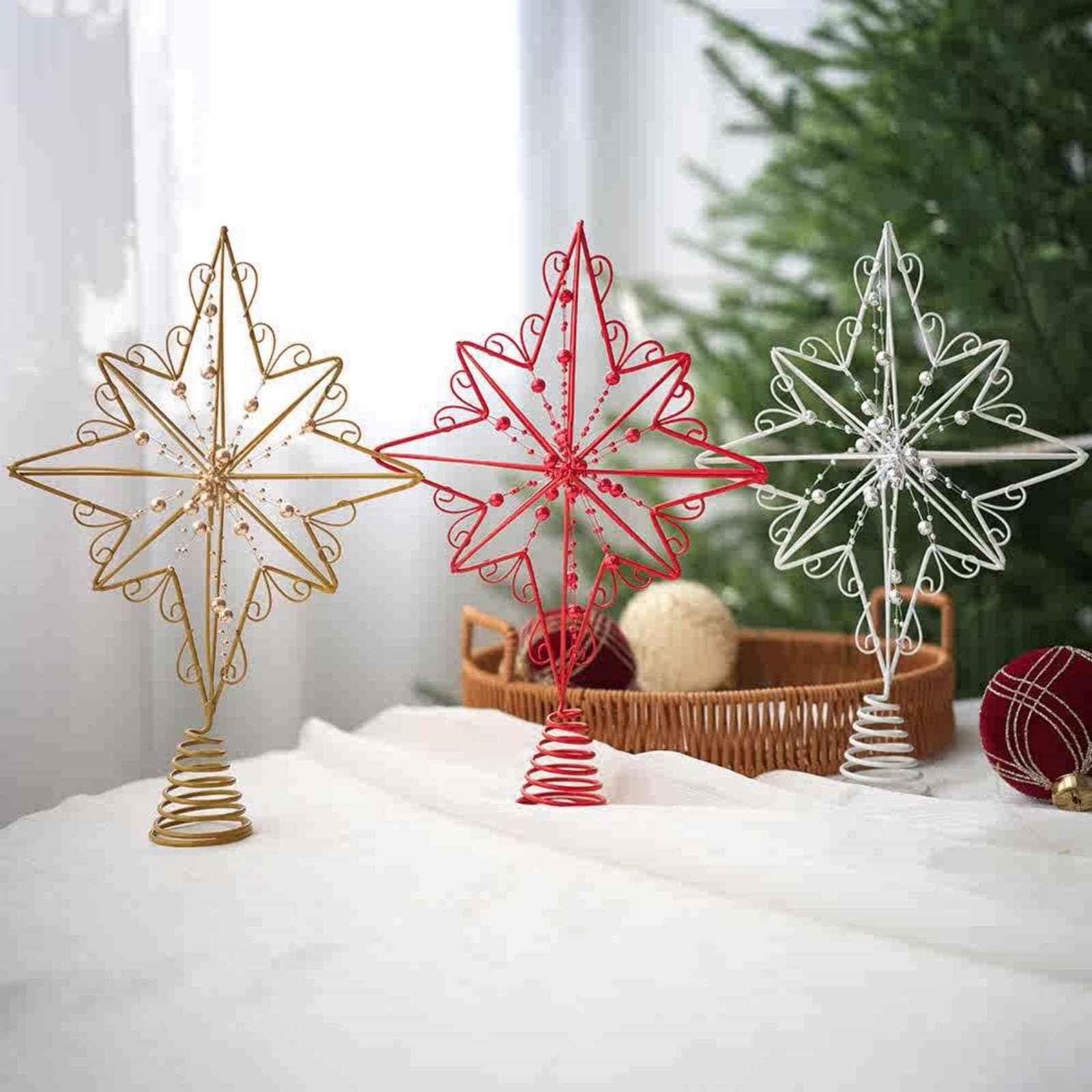 Decoración de metal para árbol de Navidad en forma de estrella, adorno irregular para fiestas, decoración para interiores y exteriores