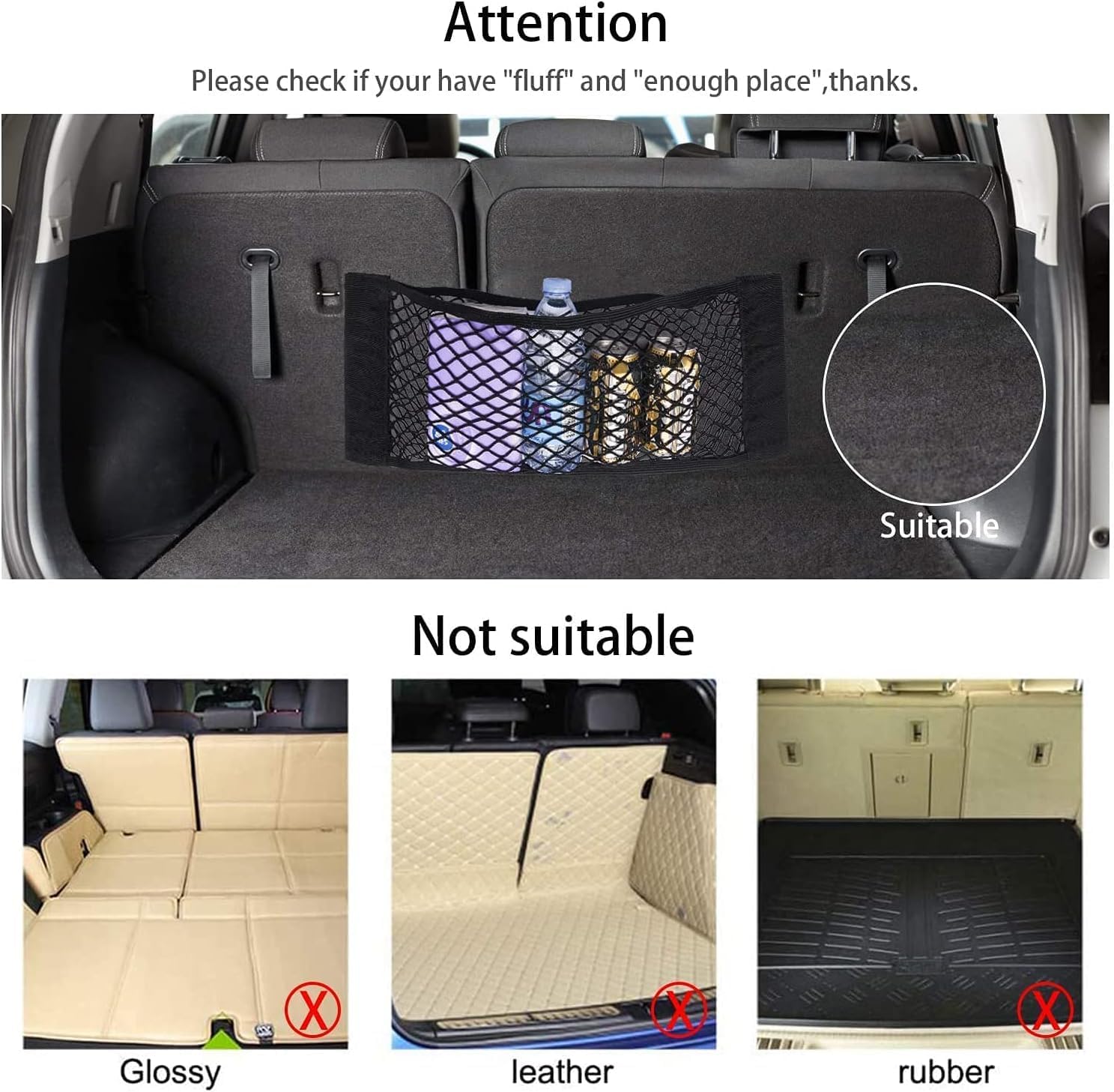 EINESIN Elastic Car Boot Net, Universal Stretchable Boot Tidy for Camping, Travel, SUV, Van, Caravan image 3