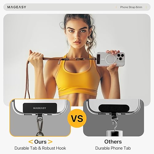 Miniatura 5 de MAGEASY Cordón cruzado para teléfono celular, cordón de cuerda prémium para teléfono celular, correa ajustable universal de 0.236 pulgadas de grosor