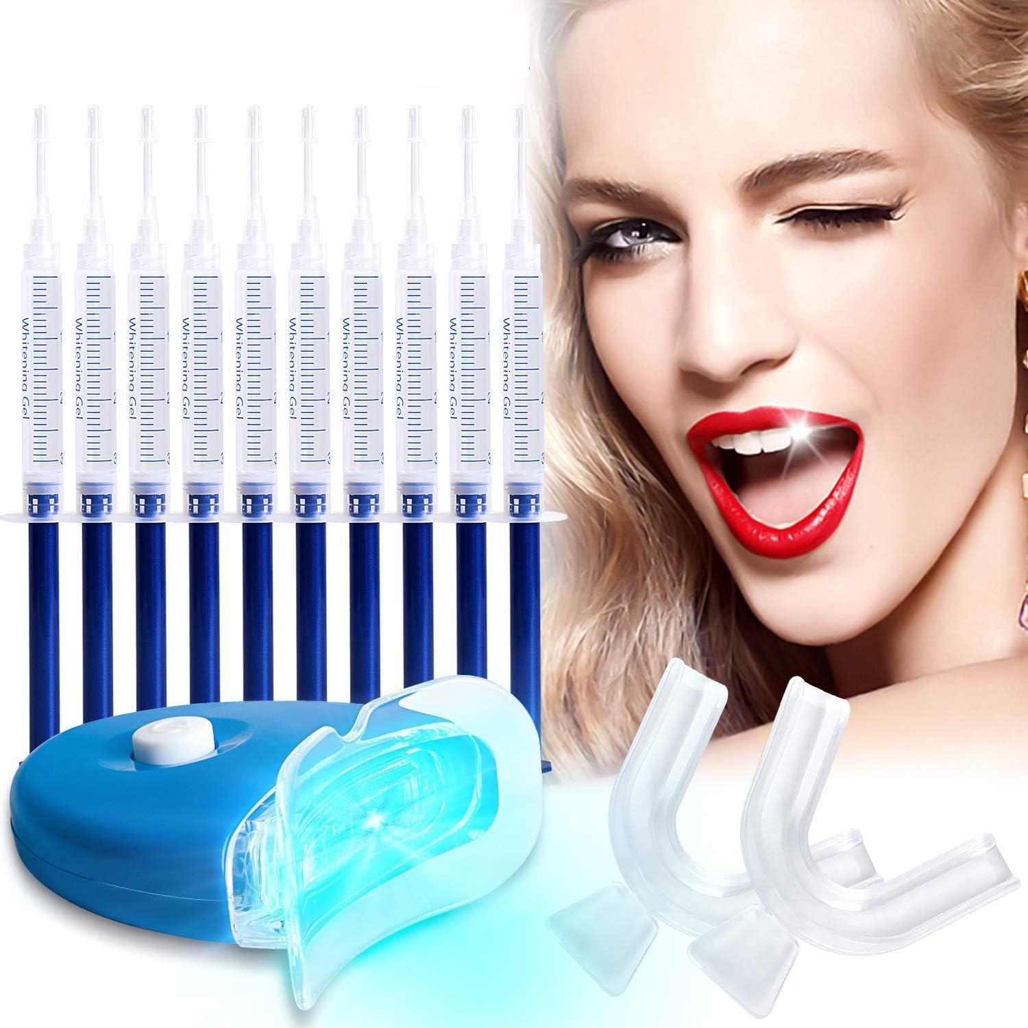 Teeth Whitening Kit, Home Teeth Whitening Gel, Teeth Whitening Light, Effectively Removes Stains for Whiter Teeth, Without Pain or Sensitivity,10x Tooth Whitening Gel 2X Tooth Shells