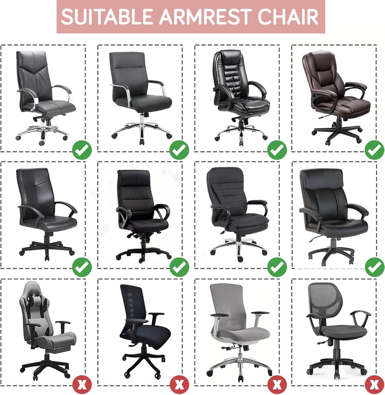 Pink Office Chair Armrest Cover - Waterproof & Washable -3