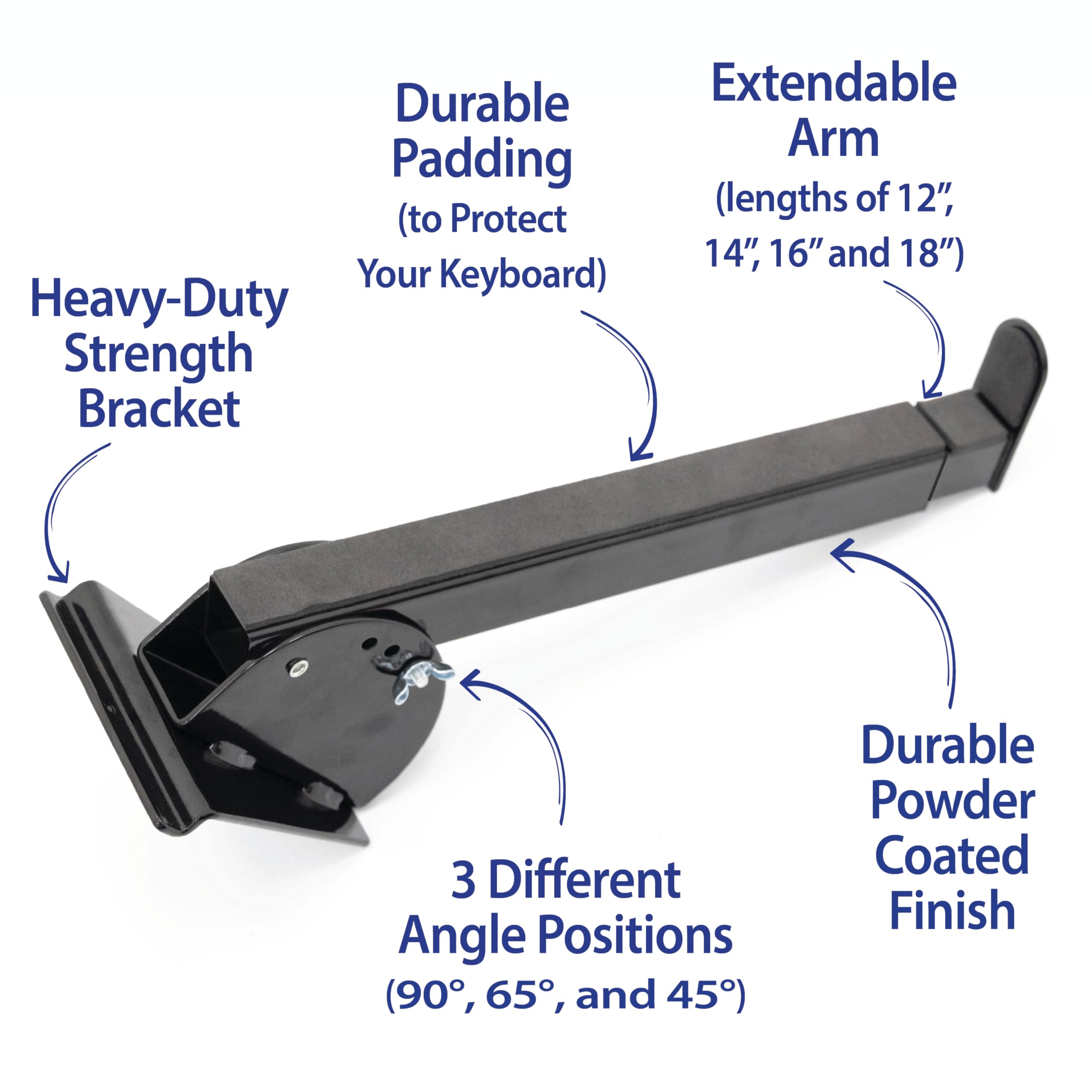 VICTORY DISPLAY & STORE FIXTURE MFG Slatwall Tastaturständer aus robustem Stahl (4er-Pack), Wandhalterung mit Teleskoparmen (30,5 cm - 45,7 cm), Schwarz