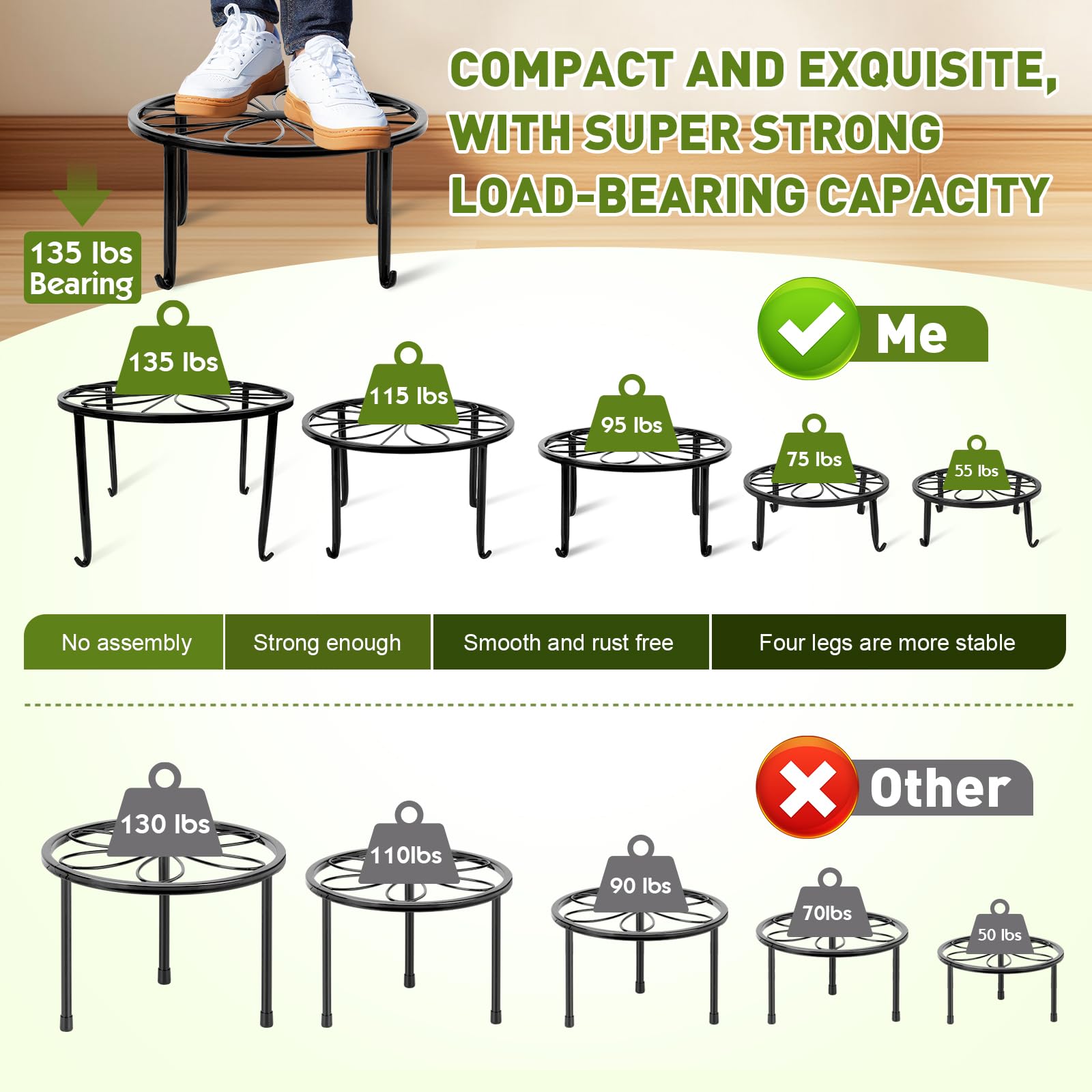 ESRICH Lot De 10 Supports En Métal Pour Plantes D'intérieur Et D