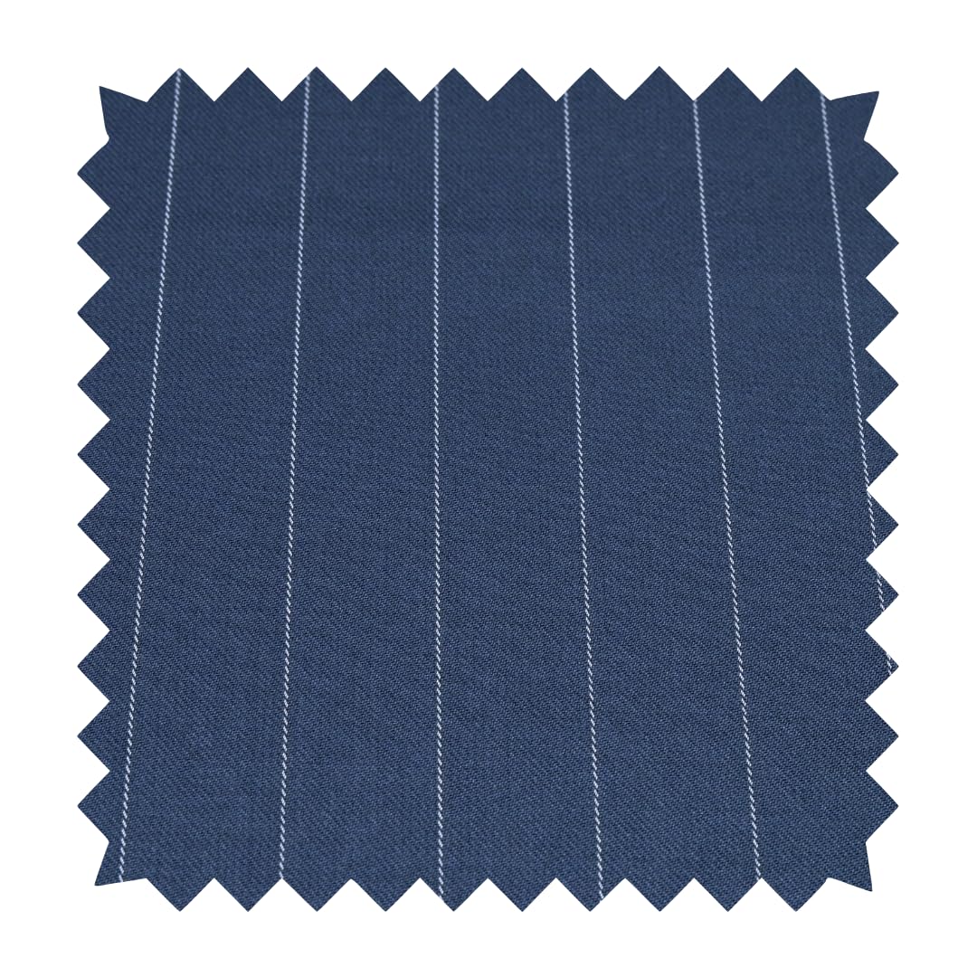 Premium Unstitched Blue Pinstriped Suiting Fabric – Ideal for Custom Tailored Suits – 100% Luxury Terry Rayon Fabric – Rich Texture, Sophisticated Finish-image-3