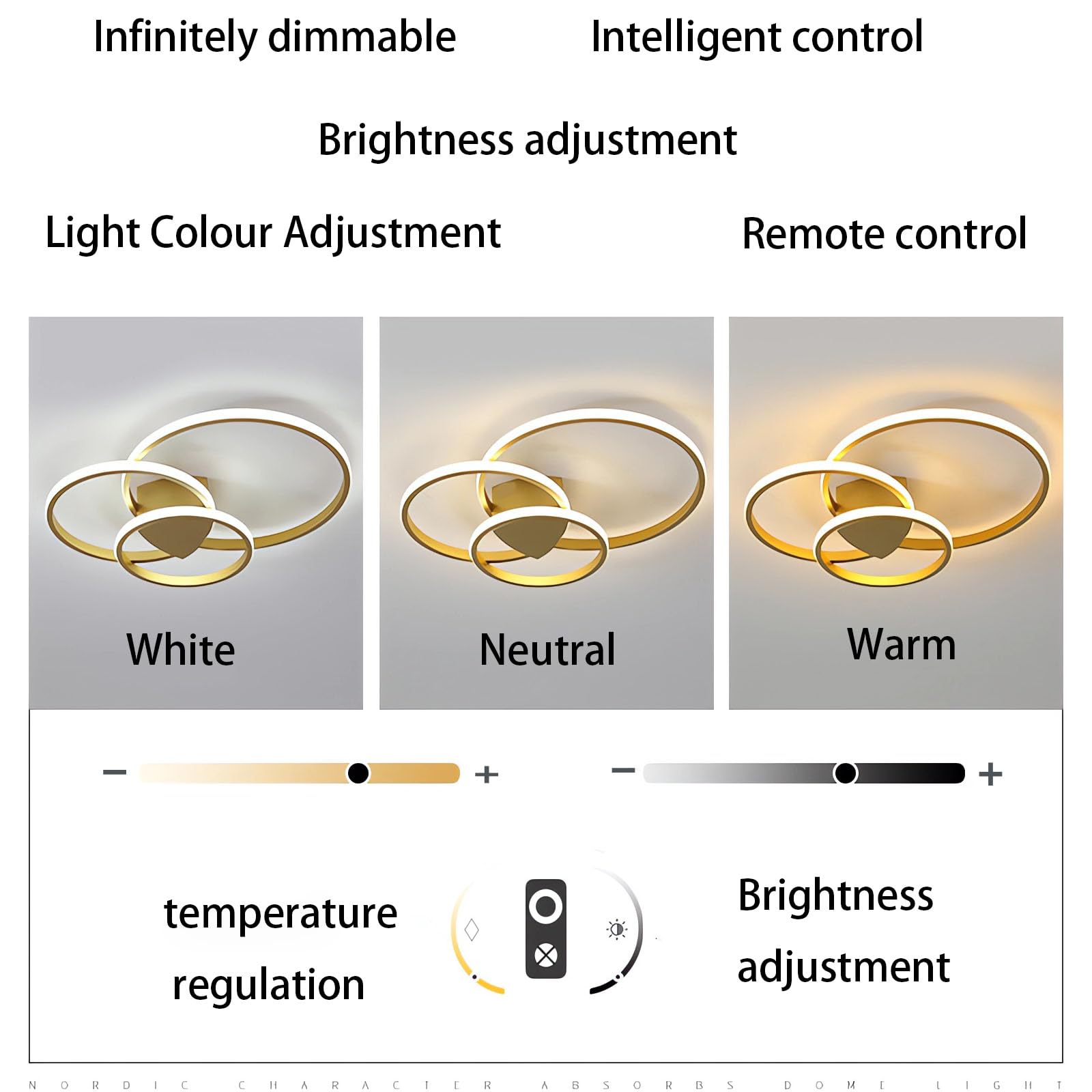 Nowoczesna lampa sufitowa LED okrągła Ściemnialne lampy sufitowe LED z pilotem 2 rozmiary 36W-54W Lampa sufitowa LED do przedpokoju biura sypialni kuchni salonu sypialni lampy sufitowe (Biały, 55CM)