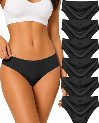 Seamless Underwear for Women No Show High Cut Cheeky Bikini Panties 6 Pack