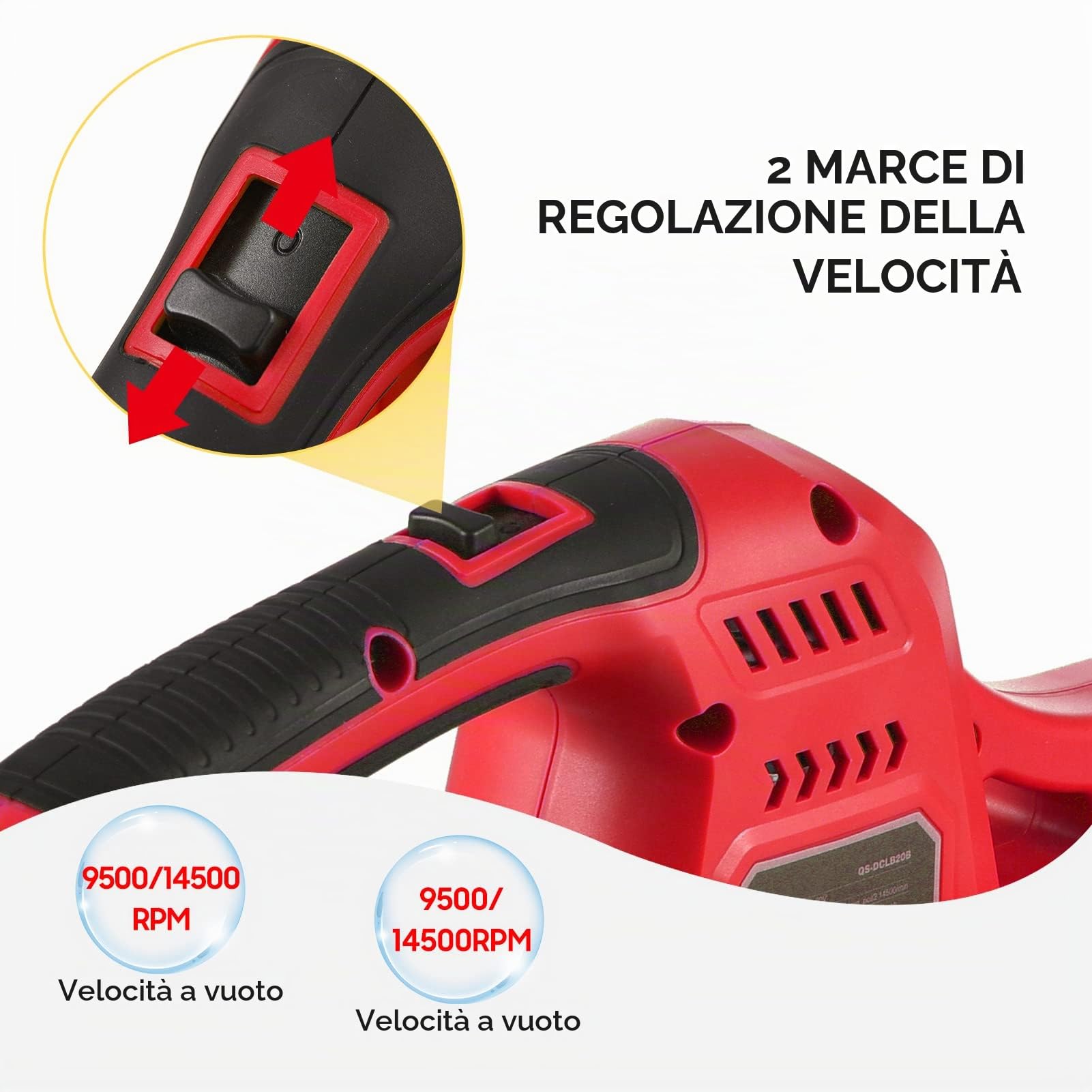 Soffiatore per foglie da 20 V, con 2 tubi di prolunga rimovibili e batteria da 2,0 Ah