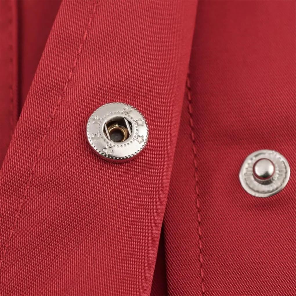 Women's Long-Sleeved Button-Down Loose-Fitting Stand-Up Collar Pocket Jackest
