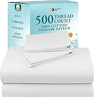 Vista 17 de California Design Den - Juego de sábanas tamaño individual, 100 % algodón, 500 hilos, satén, con bolsillo profundo y sábana ajustada elástica