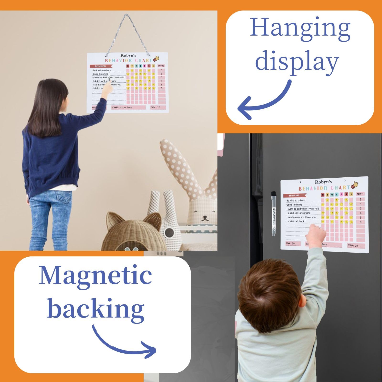 Magnetic Chore Chart For Multiple Kids - Acrylic Refrigerator Chore Board With Dry Erase Markers