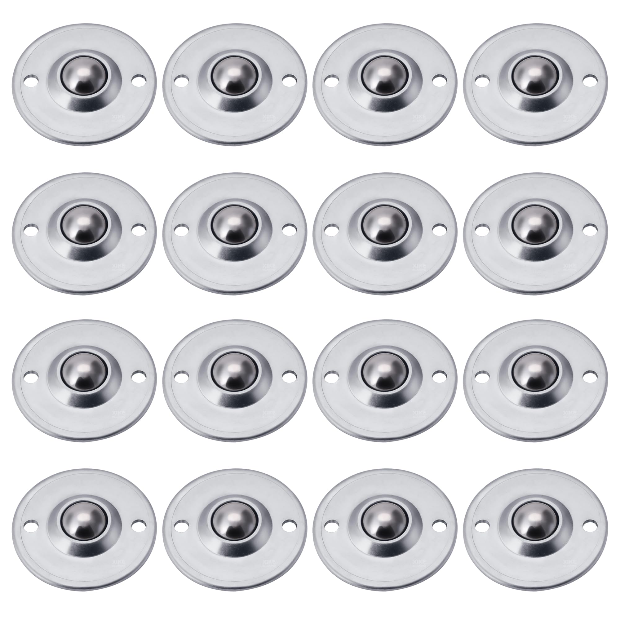 XiKe 16 PCS Ball Bearing Transfer Units 3/4" Roller Transfer Bearings Wheel Casters 45Lbs Carbon Steel Flange Mounted 360 Rotation for Transmission.