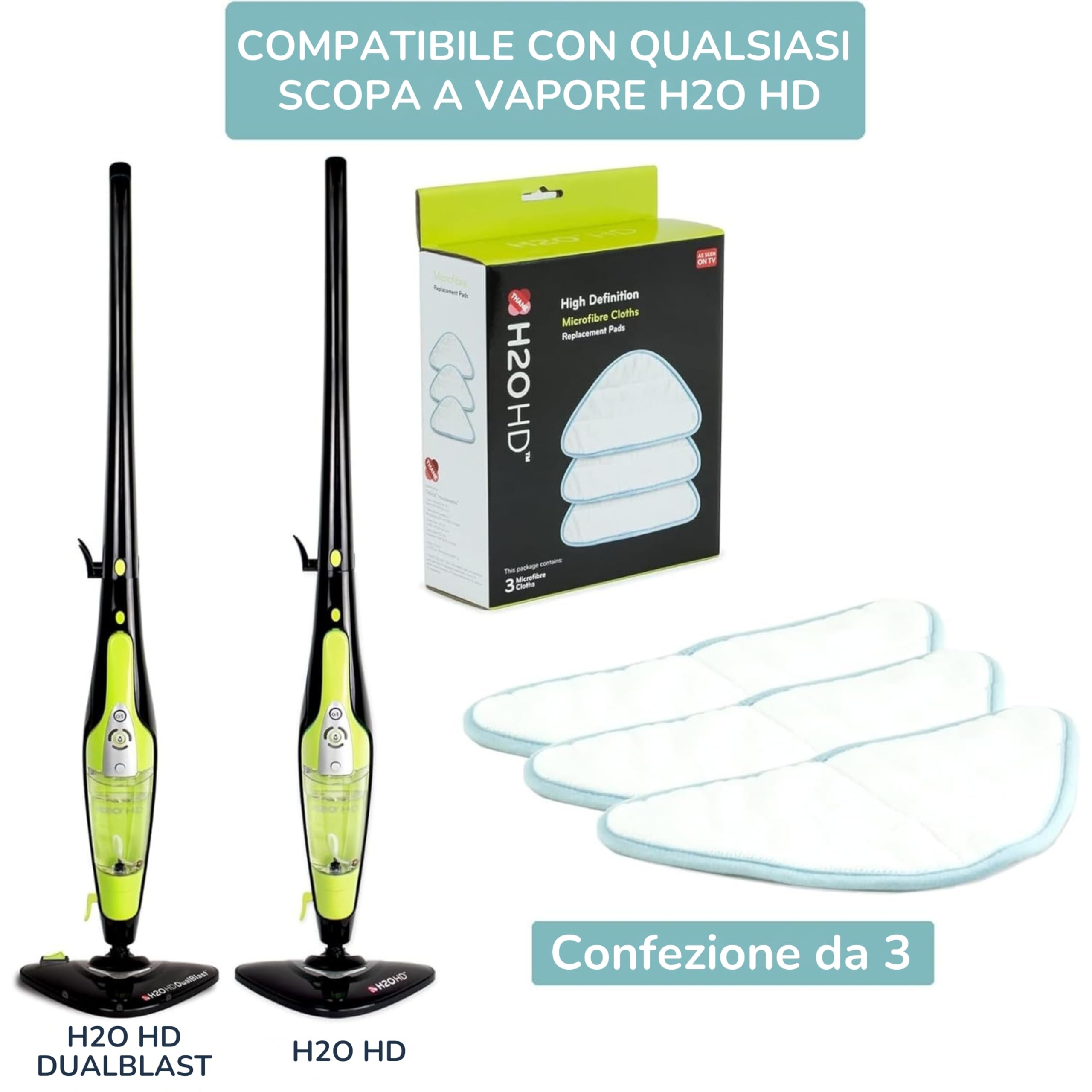 KEEPOW Panni di ricambio per mocio a vapore Shark S6002UK S7201UK S8201UK, riutilizzabili, rotanti, per pulizia di pavimenti duri (6 pezzi