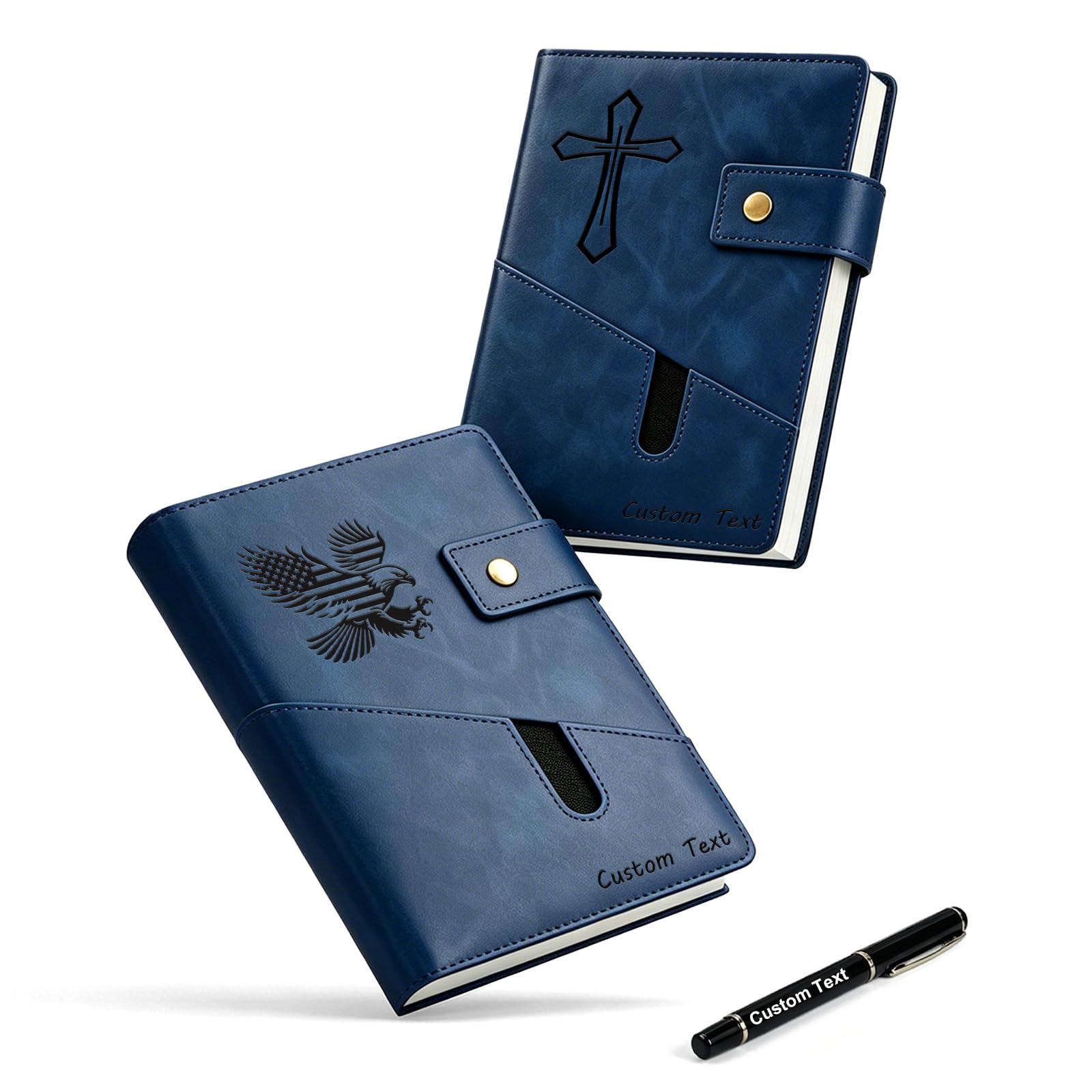 WFE Personalized Custom Notebook A5 Professional Business Leather Notebook 21 x 15 cm Lined Office Journal 200 Pages Personalized Diary for Men Women Work School