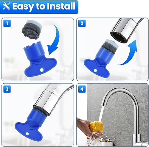 Miniatura 5 de Aireadores de grifo con herramienta de llave de extracción de 0.728 in de alta eficiencia de ahorro de agua, juego de restrictor de flujo de