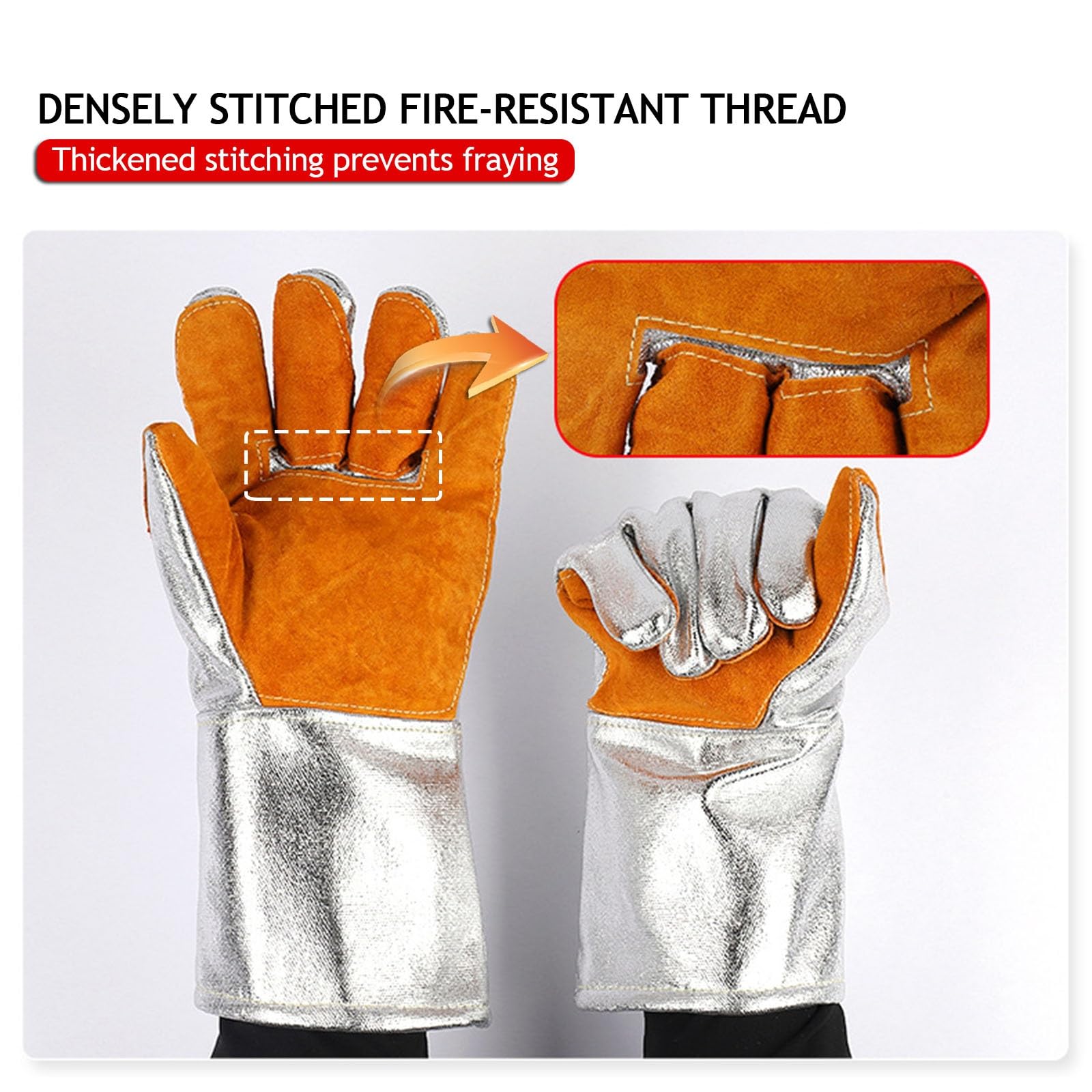 Gants de soudage, résistants à la chaleur et au feu, 500 °C, gants de barbecue pour griller, four, soudage par bâton, porte-pot, anti-épines pour travaux de cour