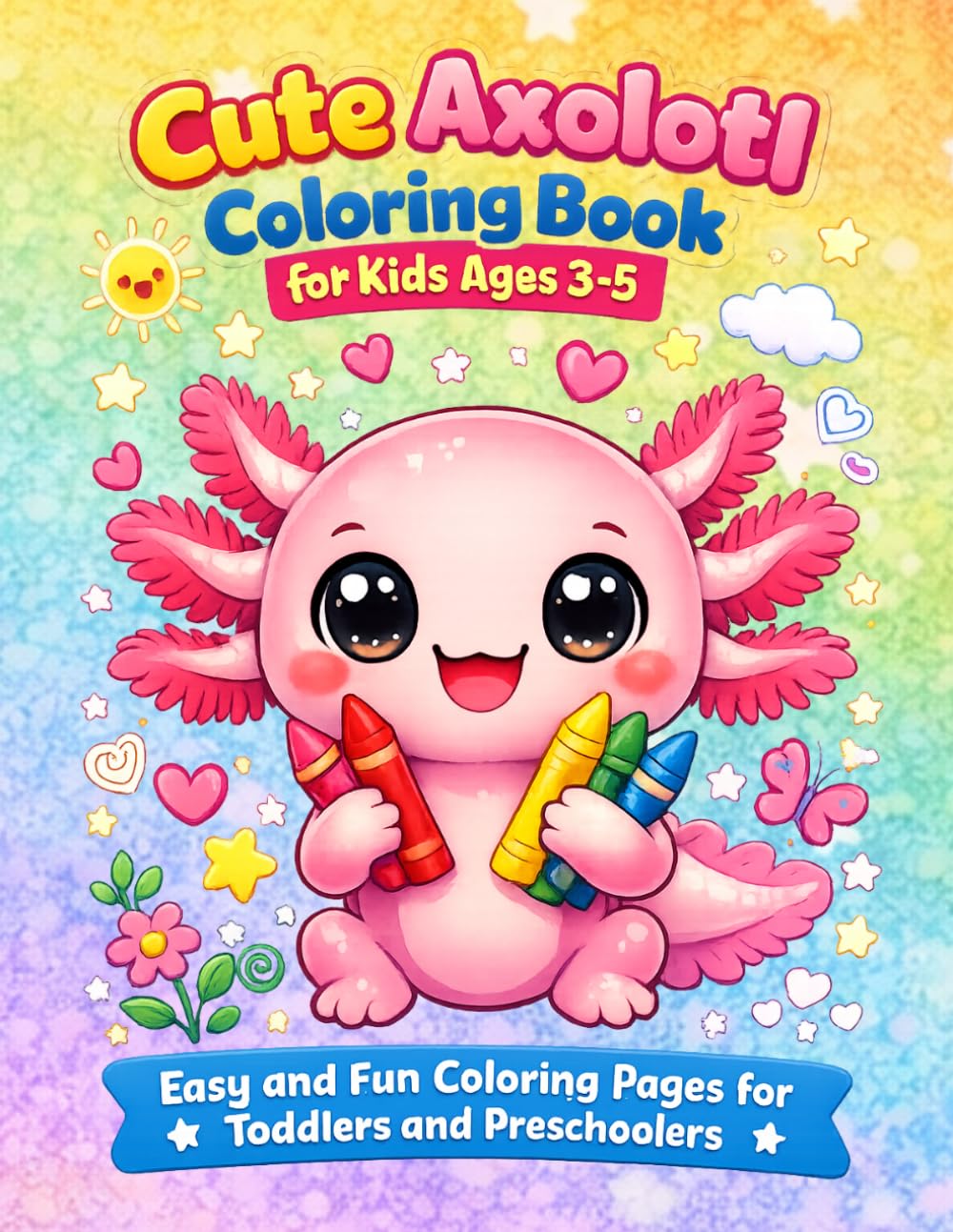 Cute Axolotl Coloring Book for Kids Ages 3–5: Easy and Fun Coloring Pages for Toddlers and Preschoolers