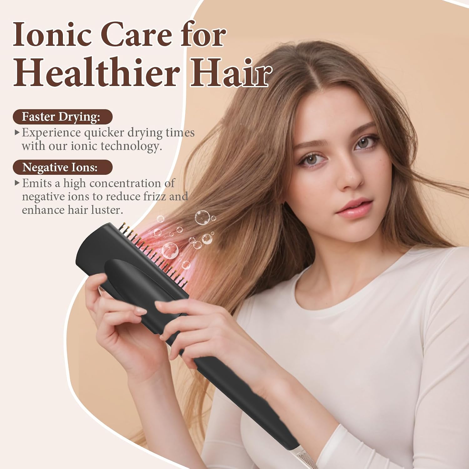 BAUTIA Hot Air Brush 1300W High-Speed Hair Dryer Brush, Auto Hair Curling Styler, Blow Dryer Tool for Fast Drying, Styling, Curling, Straightening - Professional Air Styler