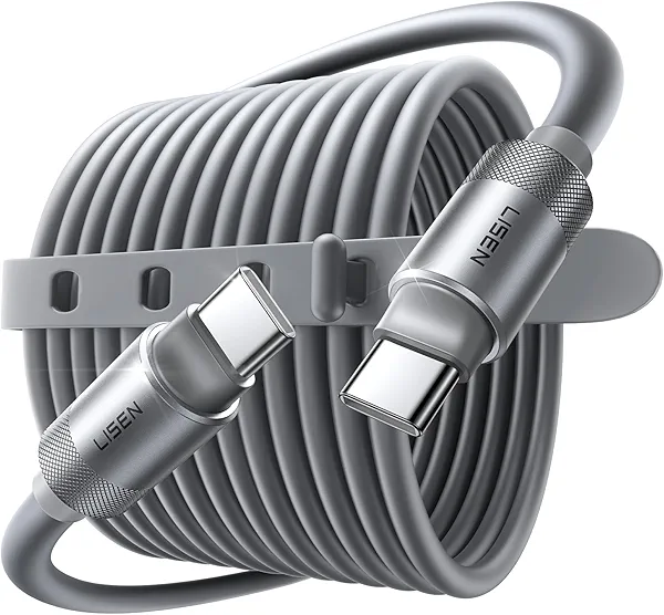 LISEN for iPhone Air 17 Charger Cord USB Cable 10FT, Chubby 100W Soft Silicone USB C to USB C Fast Charging Cable, Long USBC to USBC for iPhone 17 16 15, Samsung S25, MacBook Pro/Air, Switch 2, iPad