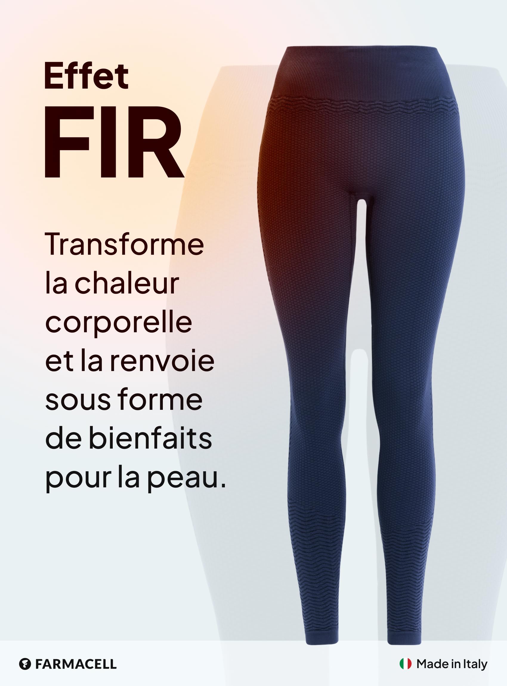 Farmacell Legging Femme Anti-Cellulite Effet Massant 3D et FIR, Made in Italy, 1109