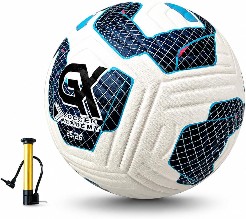GX Soccer Academy Tour+ Professional Soccer Ball, Size 5, Green and White Competition Ball