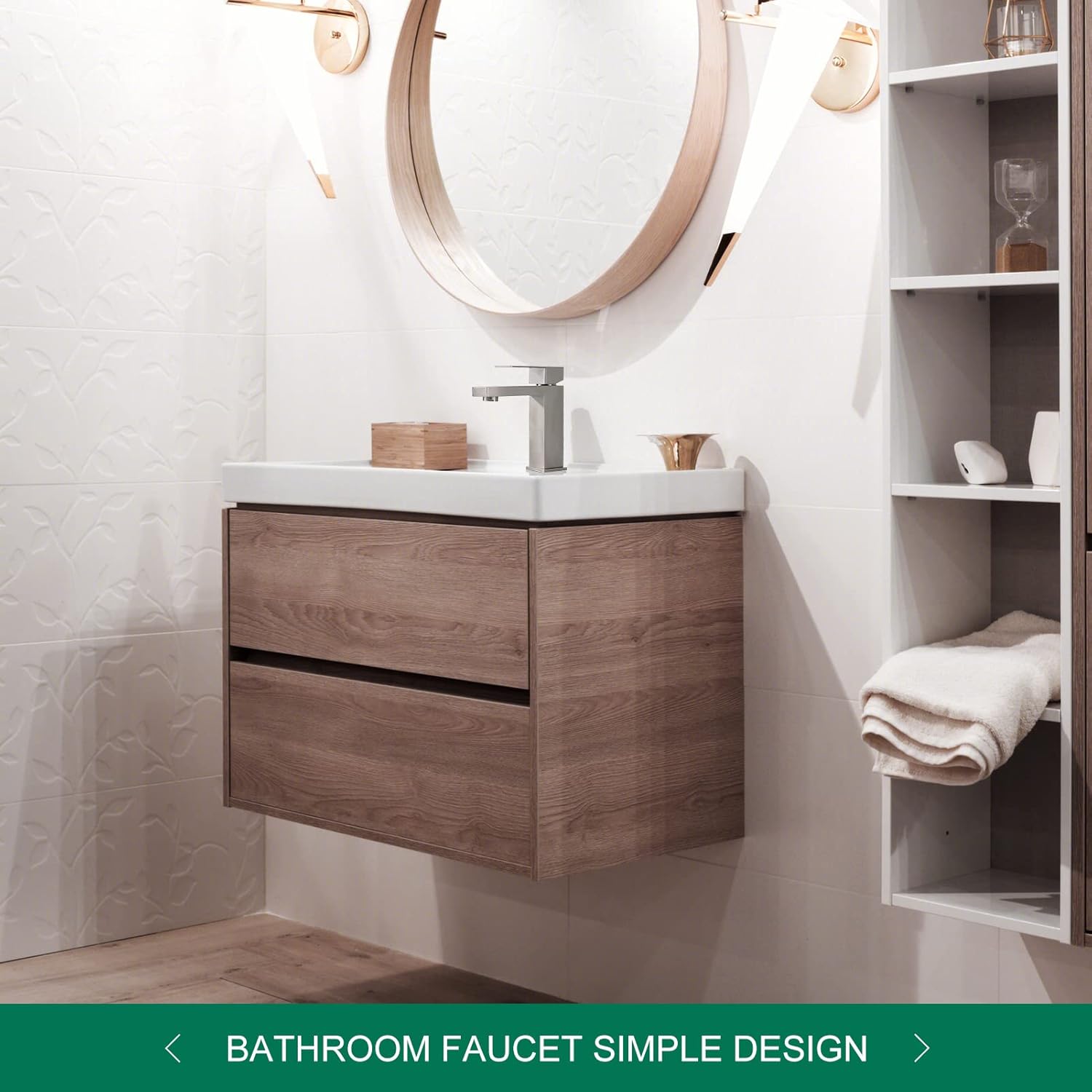 VOTON Brushed Nickel Bathroom Faucets Single Handle Modern Vanity Sink Faucet 1 Hole or 3 Hole with Deck Plate and Water Supply Hoses, Stainless Steel Bathroom Faucet Lead-Free - Image 7