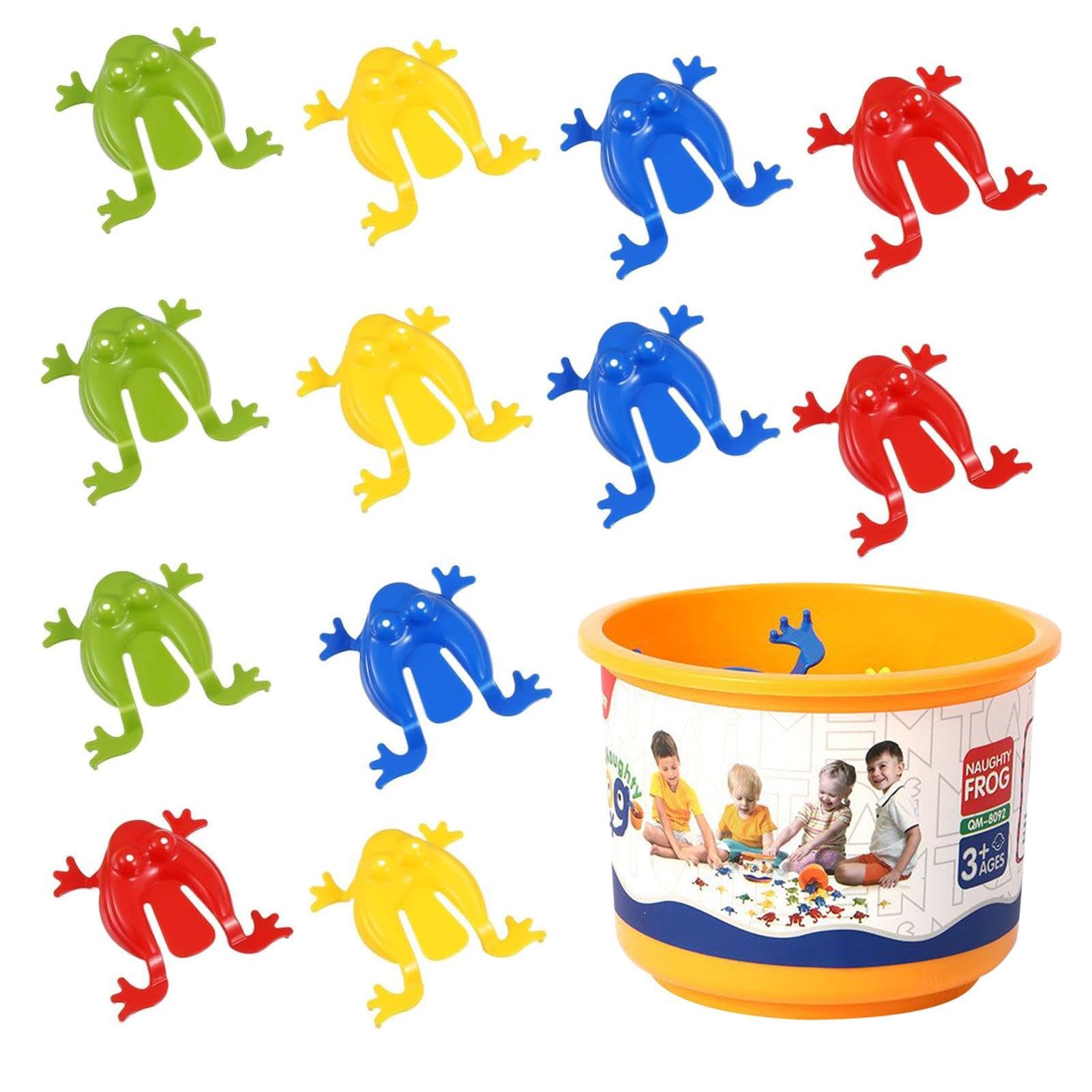 Jumping Frog Funny Educational Game - 12 Pieces Finger Press Animal Activity | Springing Leaps Froggies Set with Colorful Design, Bouncing Desktop Novelty for Classroom, Birthday Gift