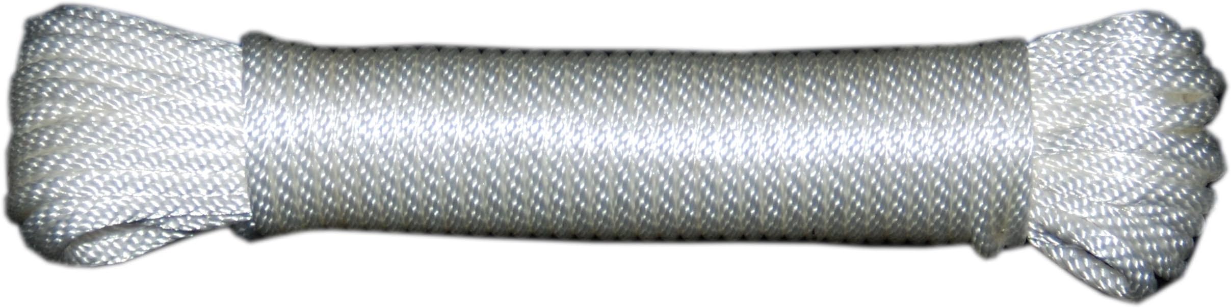 T.W Evans Cordage 44-043 1/8-Inch Solid Braid Nylon Rope 50-Feet Hank, White
