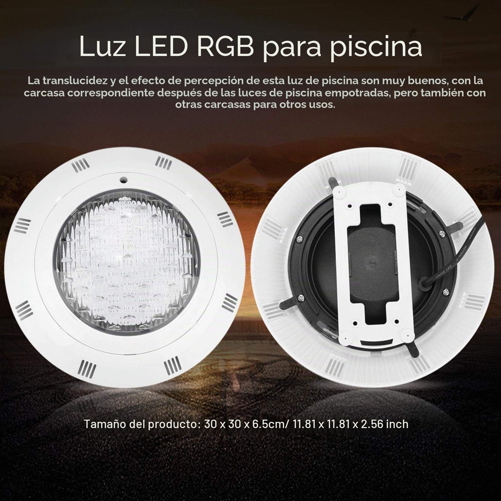 Oumefar 30W 300 LED RGB Piscina Subacuática Multicolor Luz Brillante Luz Impermeable para Piscina con Control Remoto