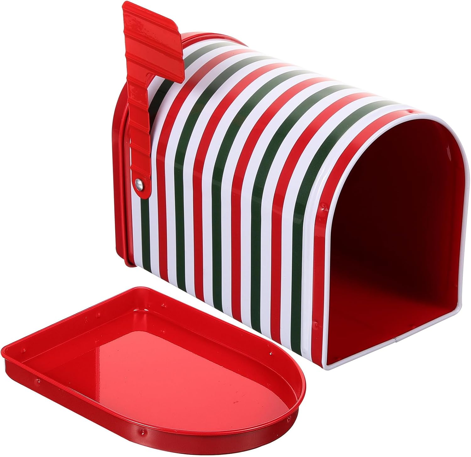 Angoily Small Mailbox, Mini Mailbox Kids, Tinplate Box with Raised Signal Flag Small Metal for Kids Decorative Storage Container for Valentine and Outdoor Play Activities, Christmas Storage Tins White image 4