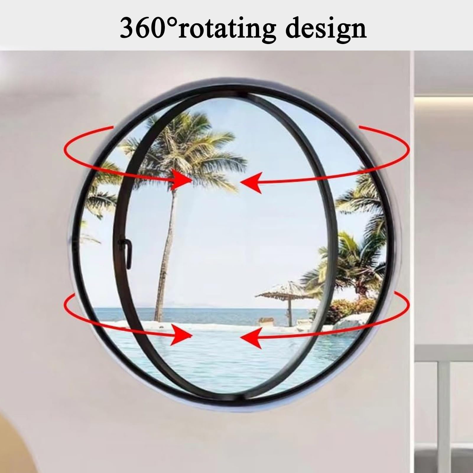 Ventana de ventilación giratoria de 360°, Ventana Redonda Estilo cobertizo – Ojo de Buey Redondo de aleación de Aluminio con Vidrio de Seguridad Acanalado, manija de ventilación Decorativa p