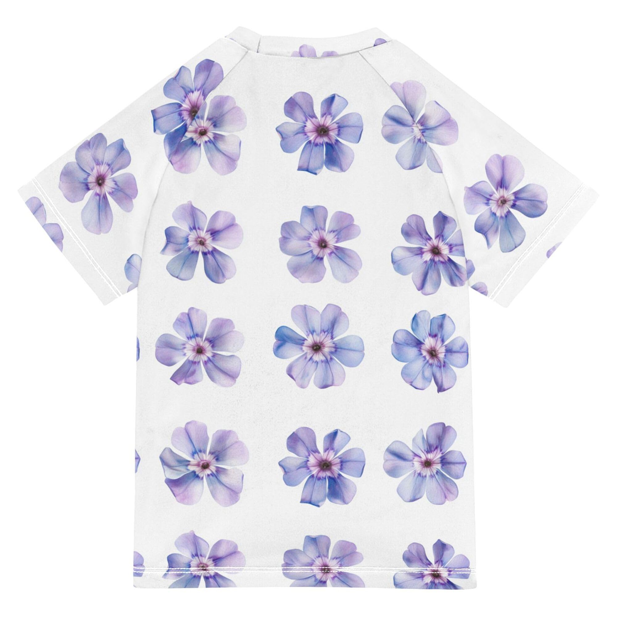 Sweet Phlox Flowers White Kids Bathing Suits Girls Short Sleeves Girls Rash Guard Swimwears Youth Sports Tshirts for Big Boy 5-6T