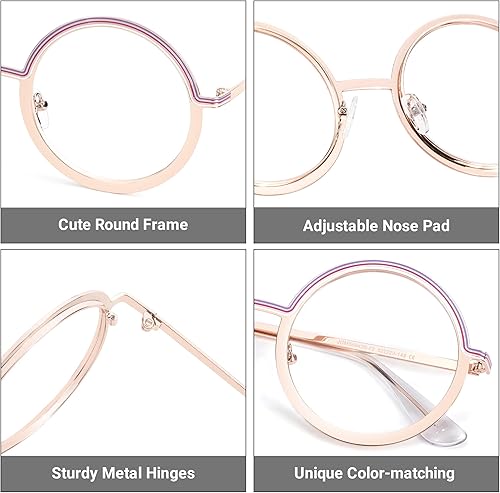 Miniatura 5 de Zeelool Lindas gafas redondas mentales para mujeres con lente transparente sin receta JGM849438