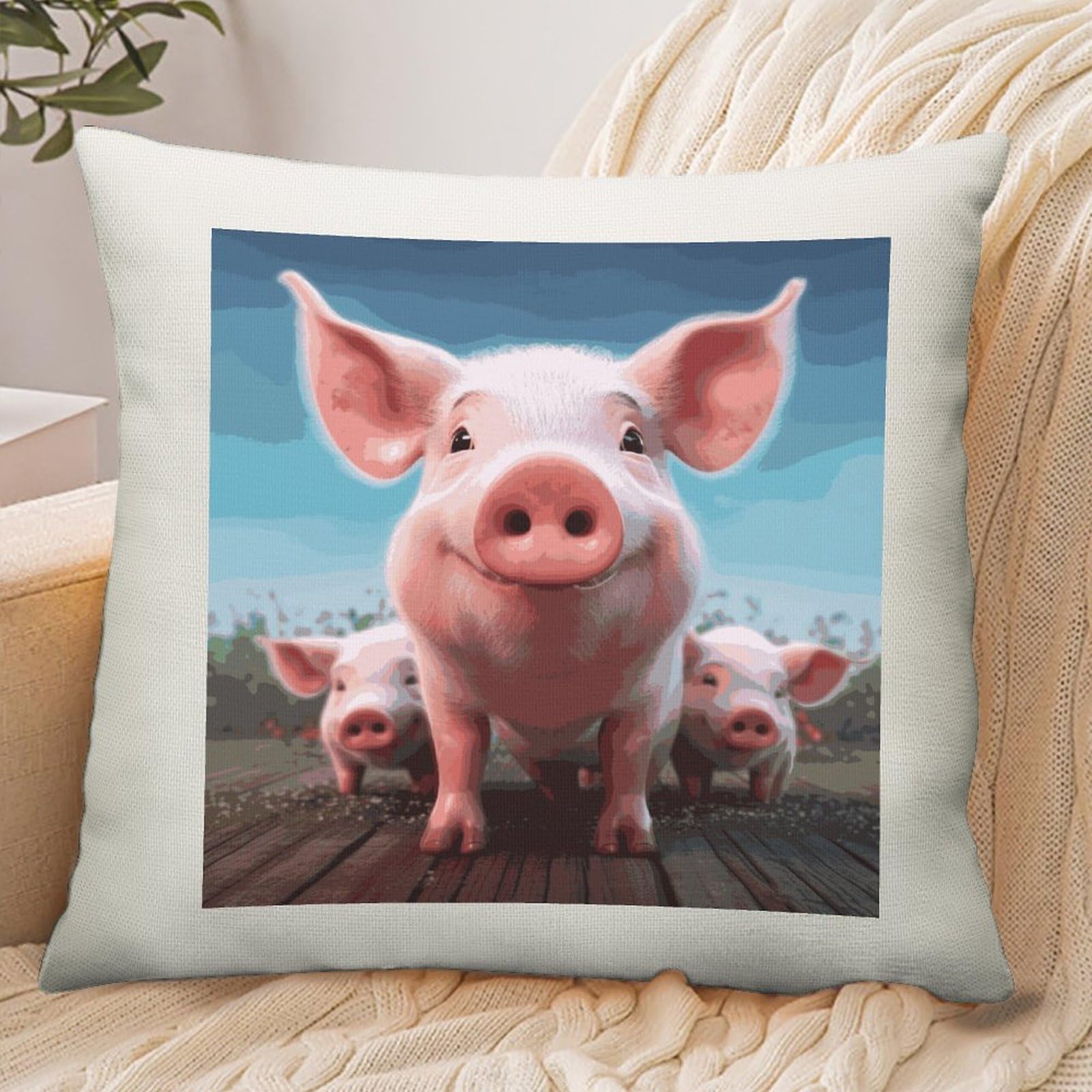 Adfgyerh Style Smiling (4) Pillow Cover Breathable,Pillowcases Boho Decorative Envelope Closure,Throw Pillow Covers For Beach,Patio,Balcony,Couch Living Room 18 * 18In