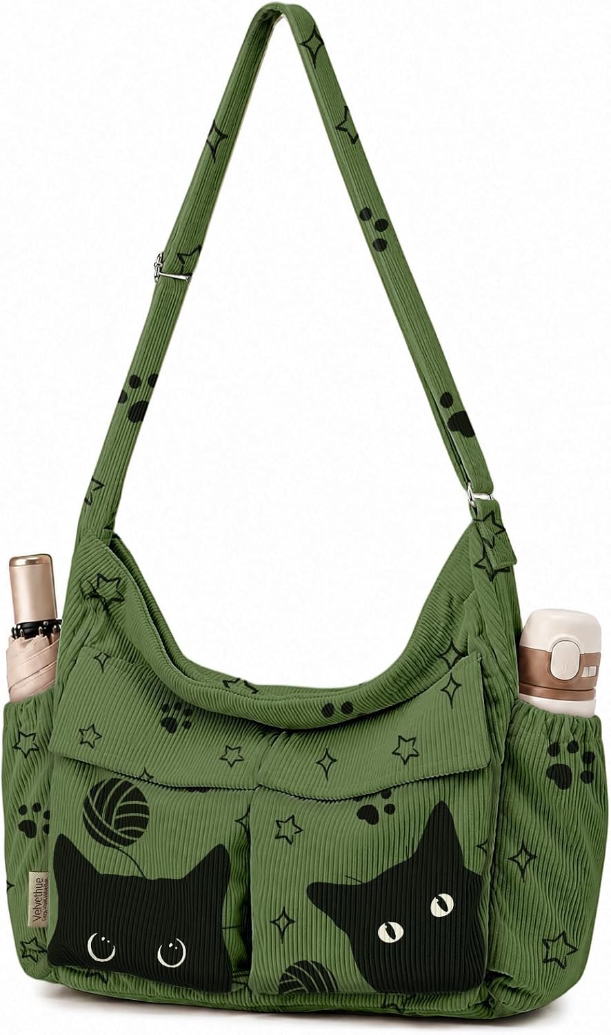 Corduroy Messenger Hobo Bag, Crossbody Tote Bag