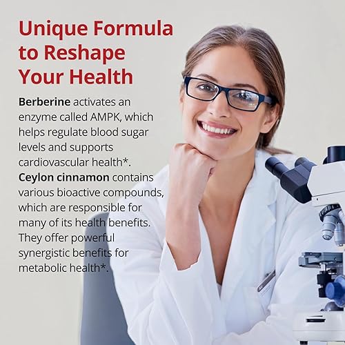 Miniatura 3 de Frishantic 500mg Berberine with Ceylon Cinnamon, Berberine Supplement for Blood Sugar Support, Metabolism*, Gluten-Free, Non-GMO & Vegan, 60 Capsules