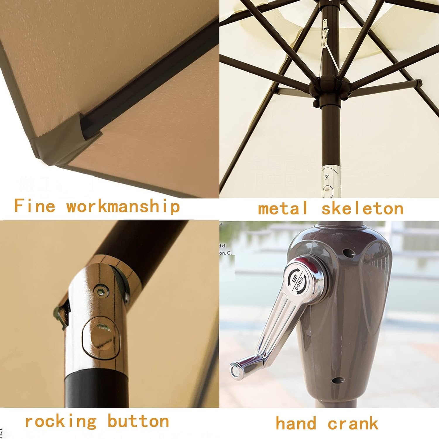 LSLYTQ Garden Parasol Umbrella Patio Umbrella Outdoor, Shade Canopy, with Tilt Function Sun Protection Waterproof with 8 Ribs Rain Umbrella, for Balcony, Dining Tables, Gardens, Patios, Decking,