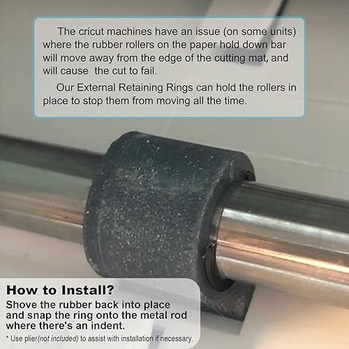 Miniatura 7 de Juego de repuesto de rodillos de goma, gomas guía de alfombrillas, anillos de retención para accesorios de reparación Cricut, kits de reparación
