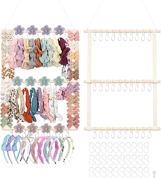 Headband Holder Hair Bow Organizer for Girls,Bow Holder w/ 30 Hooks