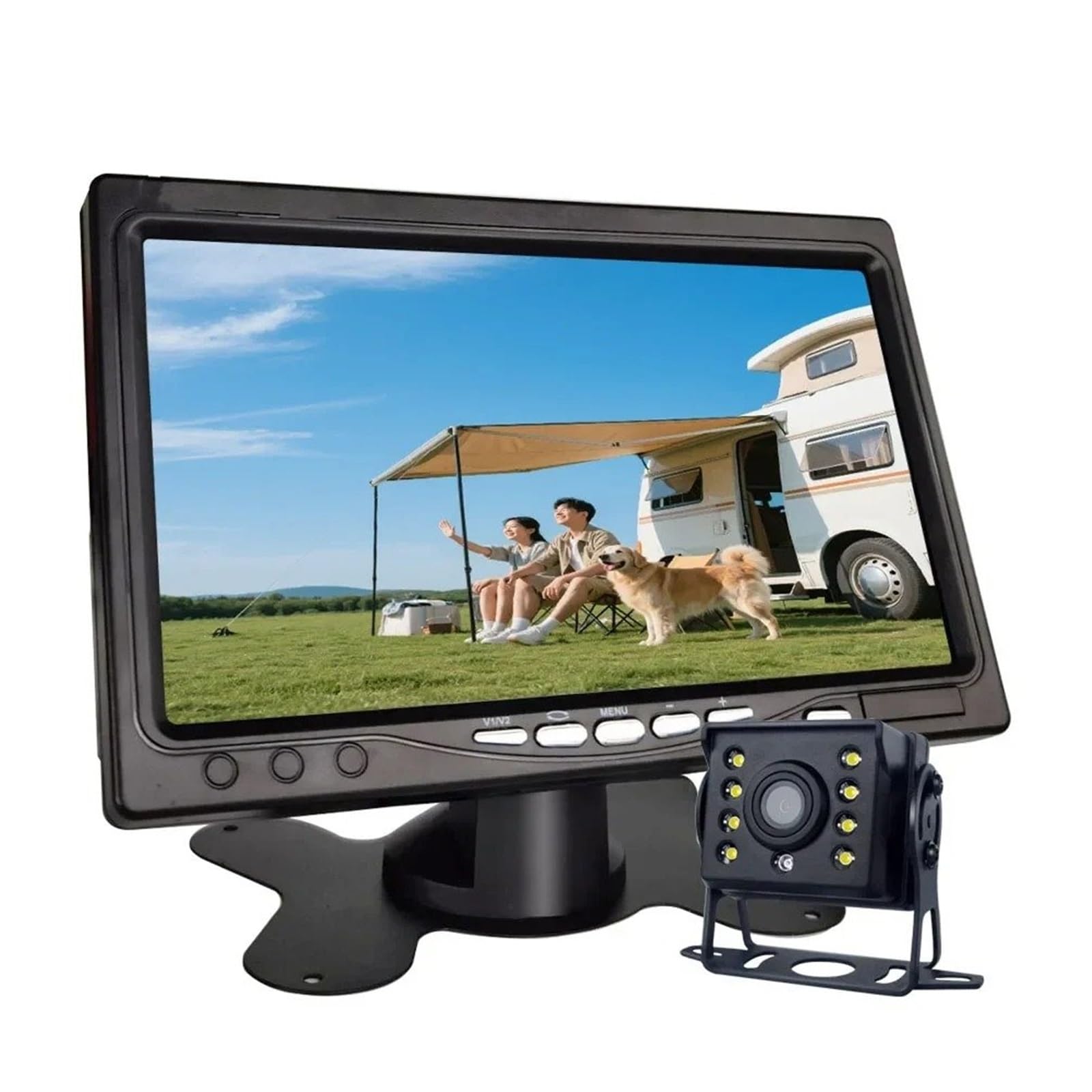 Cámara Reversa Monitor Visión Trasera A Color LCD 7", 12 V/24 V CVBS para Autobuses Camiones Autocaravanas, Remolques, Camionetas. Cámara Trasera