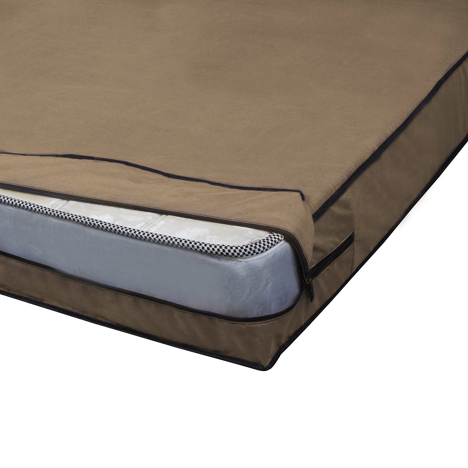 DREAM CARE Waterproof Dust-Proof Mattress Cover for King Size Bed 78x72x6, Lightbrown, Polycotton 4