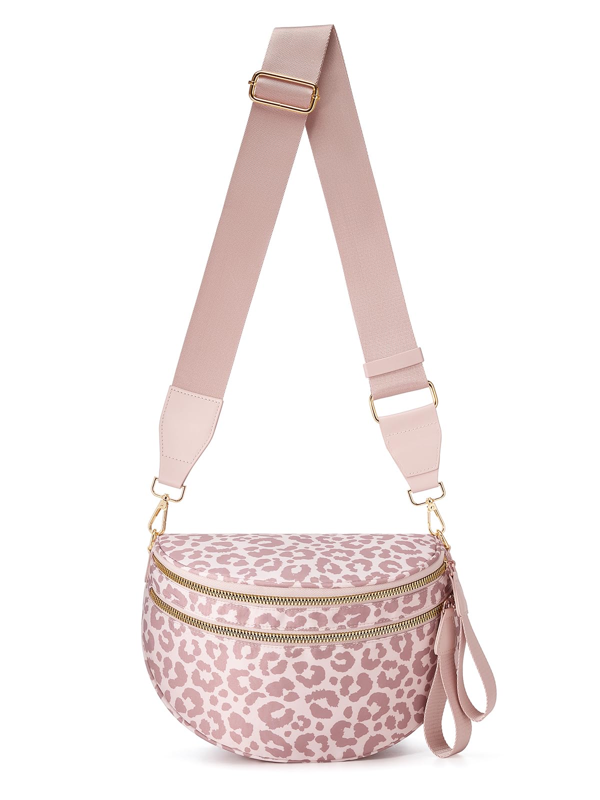 Pure Colour Crossbody Bag Bum Bag for Women,Spacious Purse Fanny Packs Belt Bag,Oversized Bum Bag (Pink Leopard Bum Bag)